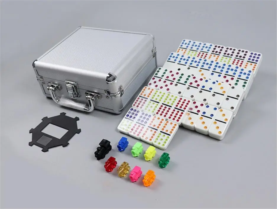 Classic Dominoes Game Double 12 Mexican Train Dominoes in Aluminum Box