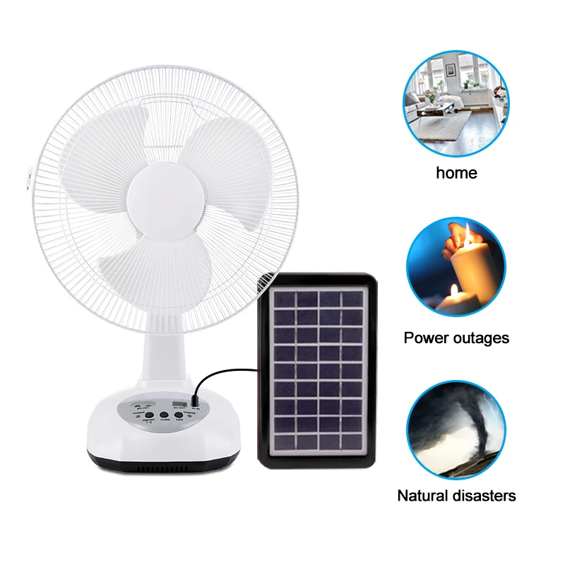 Factory Wholesale Small 12 Inch AC DC Usb Rechargeable Table Stand Solar Electric Fan With Solar Panel