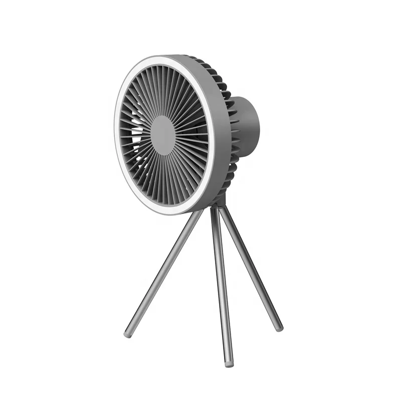 Aluminium tripod fan portable fan with LED light 10000mah battery operated camping fan for outside