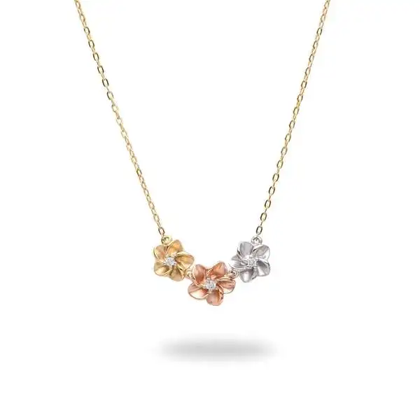 Hot Selling Nickel Free Jewelry Wholesale Alloy Hawaiian Polynesian Jewelry Custom Combination Plumeria Pendant Necklace