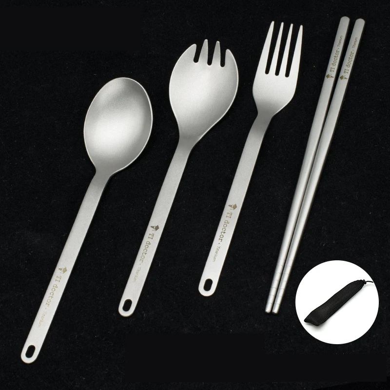 100% titanium chopsticks spoon fork for outdoor camping