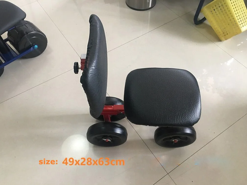 Adjustable seat rolling garden cart outdoor gardening planting trolley steady