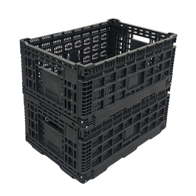 HAOSEN Factory wholesale Large Capacity HDPE, PP Collapsible Plastic Crate Mesh Design Vegetable Milk Egg Food Box for Sale