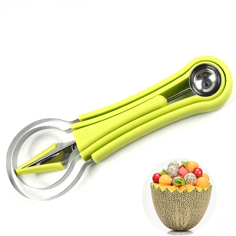 3 In 1 Stainless Steel Carving Knife Fruit Tool Set Fruit Watermelon Ball Digging Spoon Utility Kitchen Gadgets
