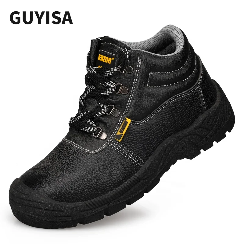 Защитные ботинки бренда GUYISA OEM износостойкие с железной подошвой водонепроницаемые личи кожа уличные рабочие защитные железным носком