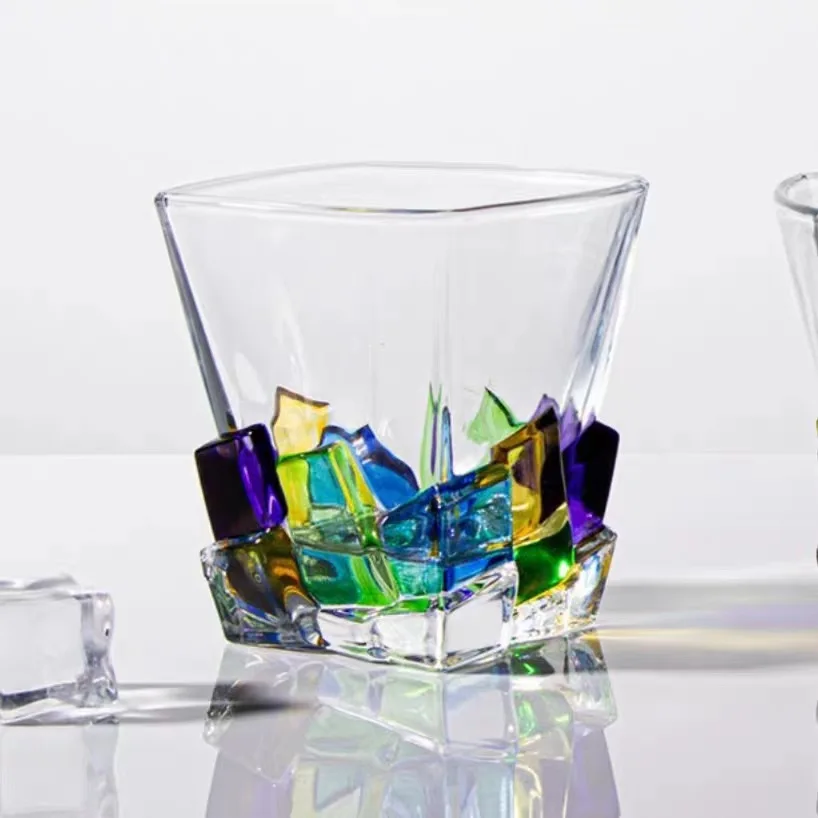 Hand-Painted Premium Purple Crystal Ice Cube Glass | Limited Edition Whiskey, Wine & Creative Luxury Glass Cup