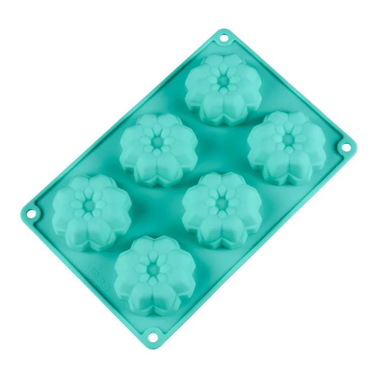 China Wholesale Non-Stick Bakeware 6 Cavity Flower Shape Chocolate Mold Muffin Cake Mould Silicone For Baking Cake