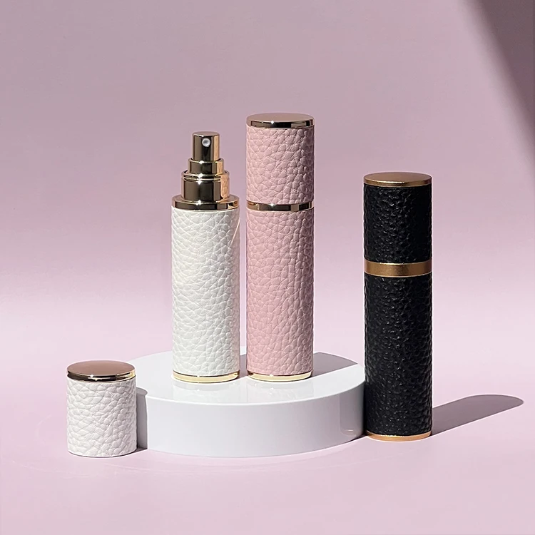 Custom 5ml 10ml Metal Spray Bottle Elegant Small Empty Refillable Leather Perfume Atomizer bottles
