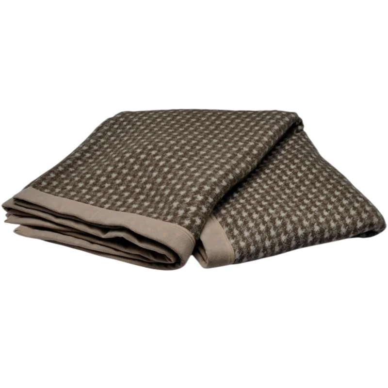BLUE PHOENIX wool blanket bed 100%  merino wool Houndstooth winter warm suede bound edge fluffy brushed  luxury
