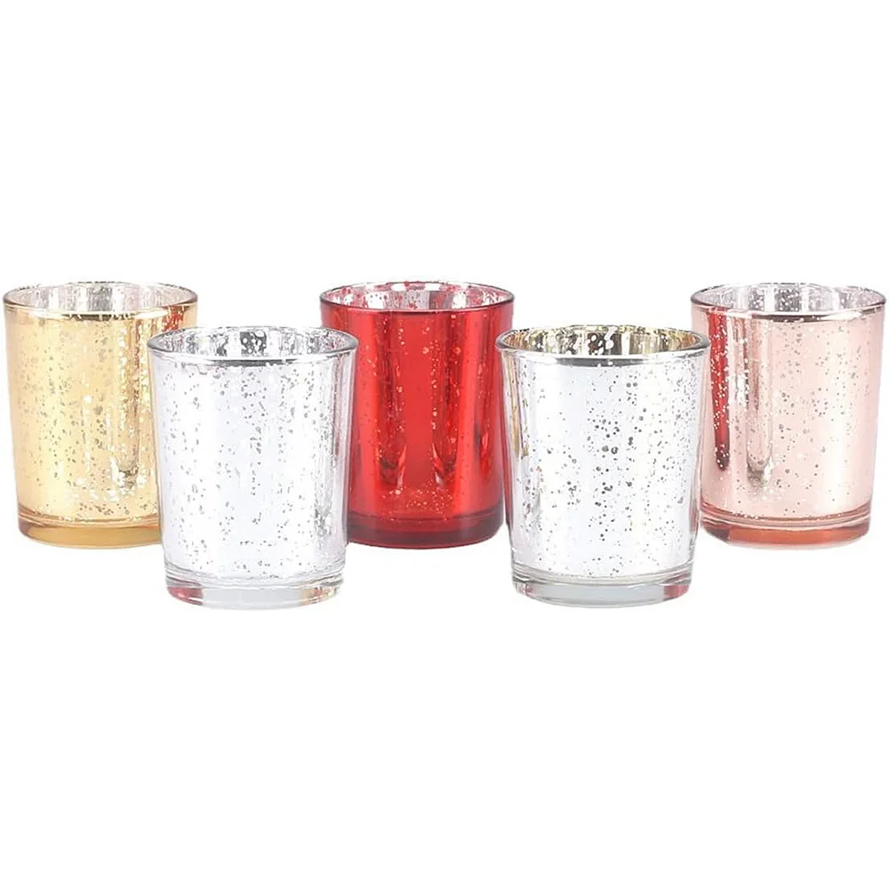custom electroplated gold snowflake small glass tumbler glass votive candle holder for wedding party