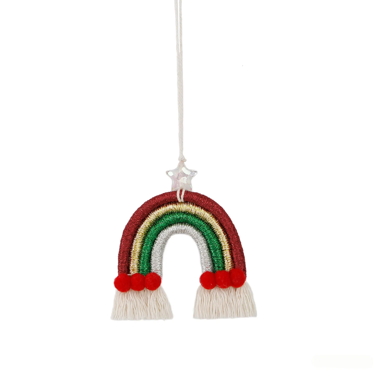 2024 New Design Christmas Rainbow Ornament Rainbow Wall Hanging Decor Pendant Handmade Cotton Car Air Freshener