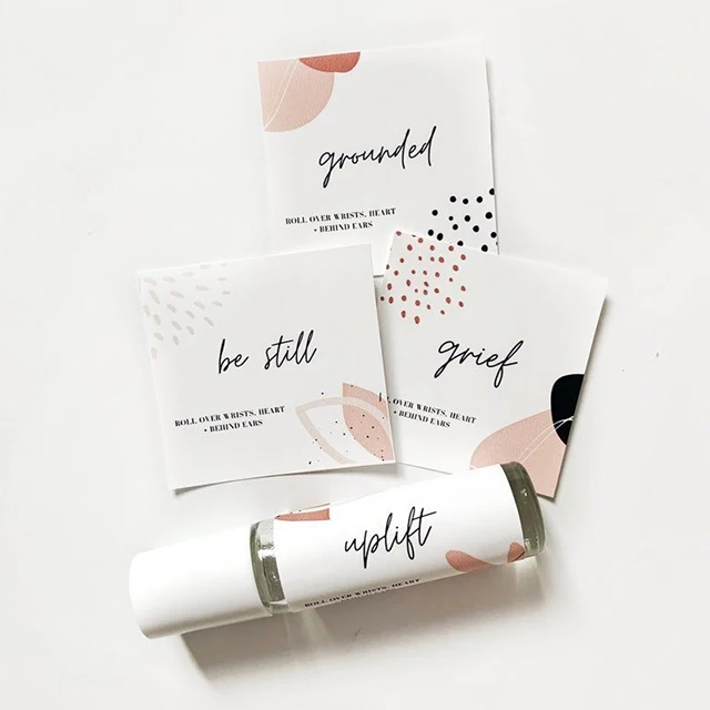 High quality brand design name logo printing coated paper essential oil bottle paper label