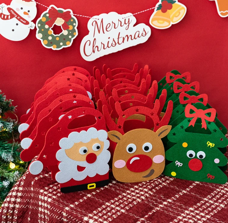 n Christmas Gift Candy Bag Cute Reusable Xmas Snowman Santa Christmas Felt Tote Gift Bags Christmas Decoration