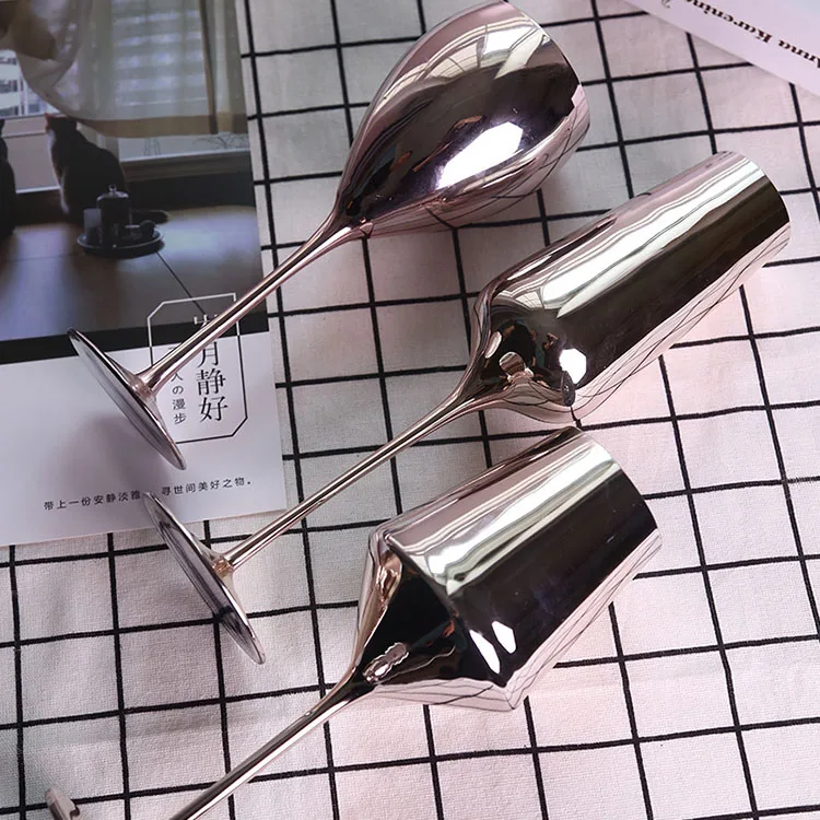 Electroplate French Wine Glass Light Glasses With Rack Holder