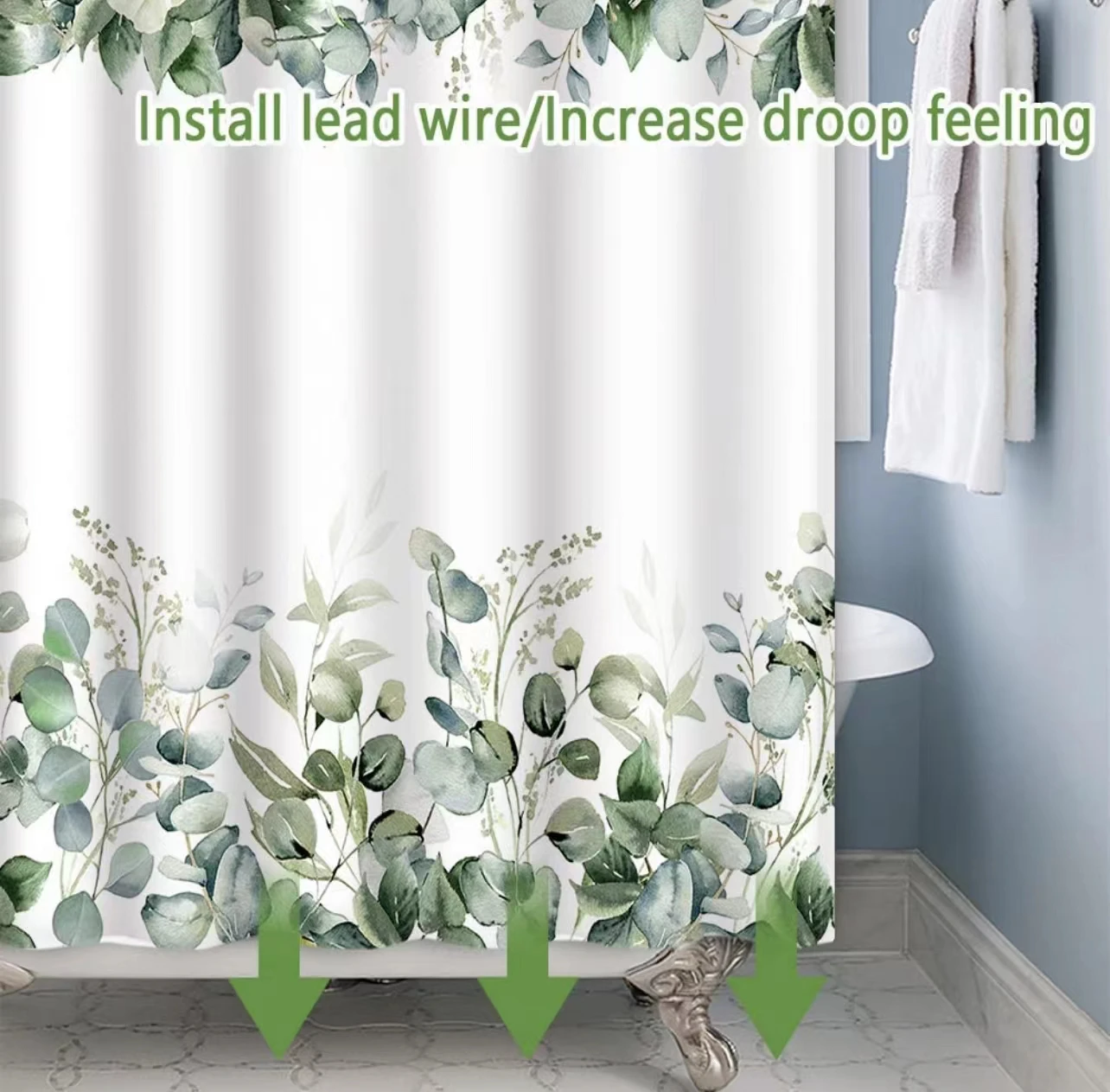 Best sale Custom Polyester Waterproof Bathroom 3D Print Wholesale Custom Shower Curtain