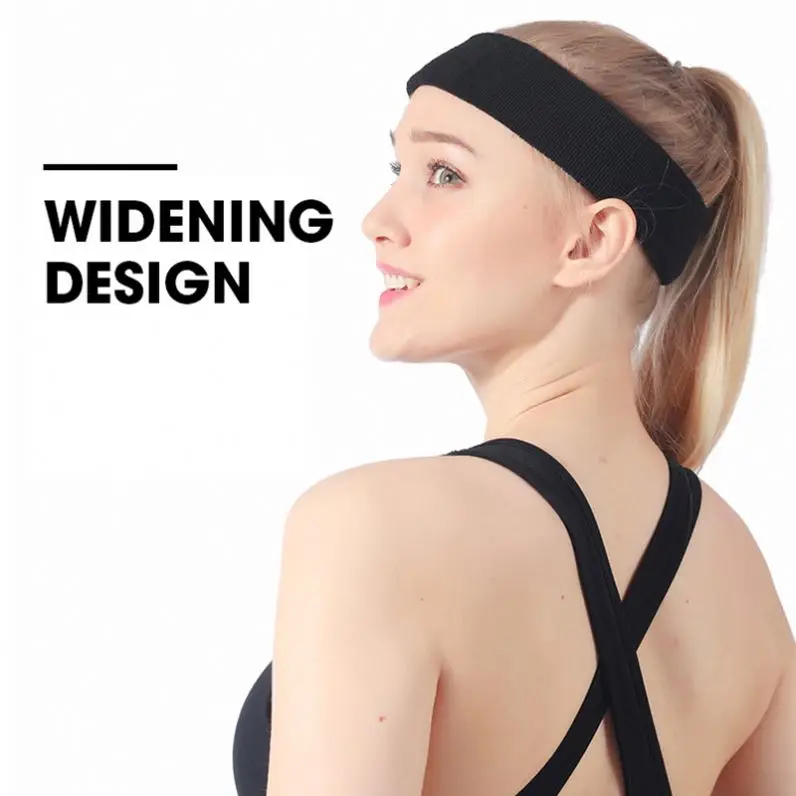 Custom Women Cotton Knitted  Elastic Head Sports Tennis Headband Sweatband