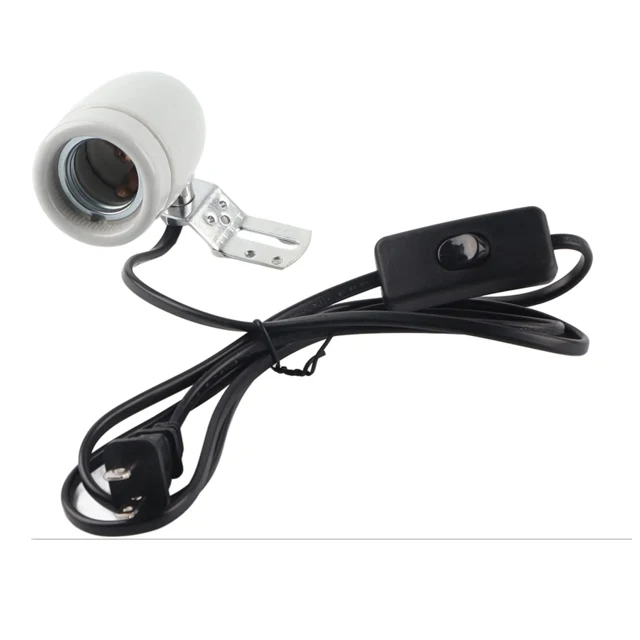 High Quality High Temperature Resistant E27 Reptile Ceramic Lamp Holder With Adjustable Temperature Switch Ceramic Lamp Holder