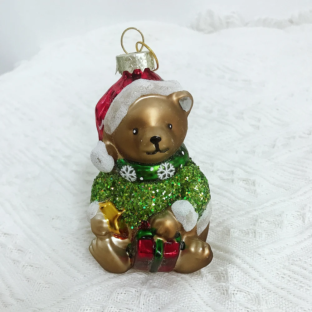 Handmade Christmas hanging glass decoration animal ornament for home festival party hanging decorations Eco-friendly