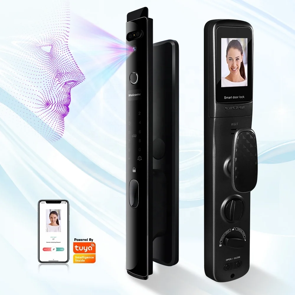 Biometric Cam Lock 3D Face Recognition Fingerprint Tuya APP WIFI Camera Digital Keyless Door Lock