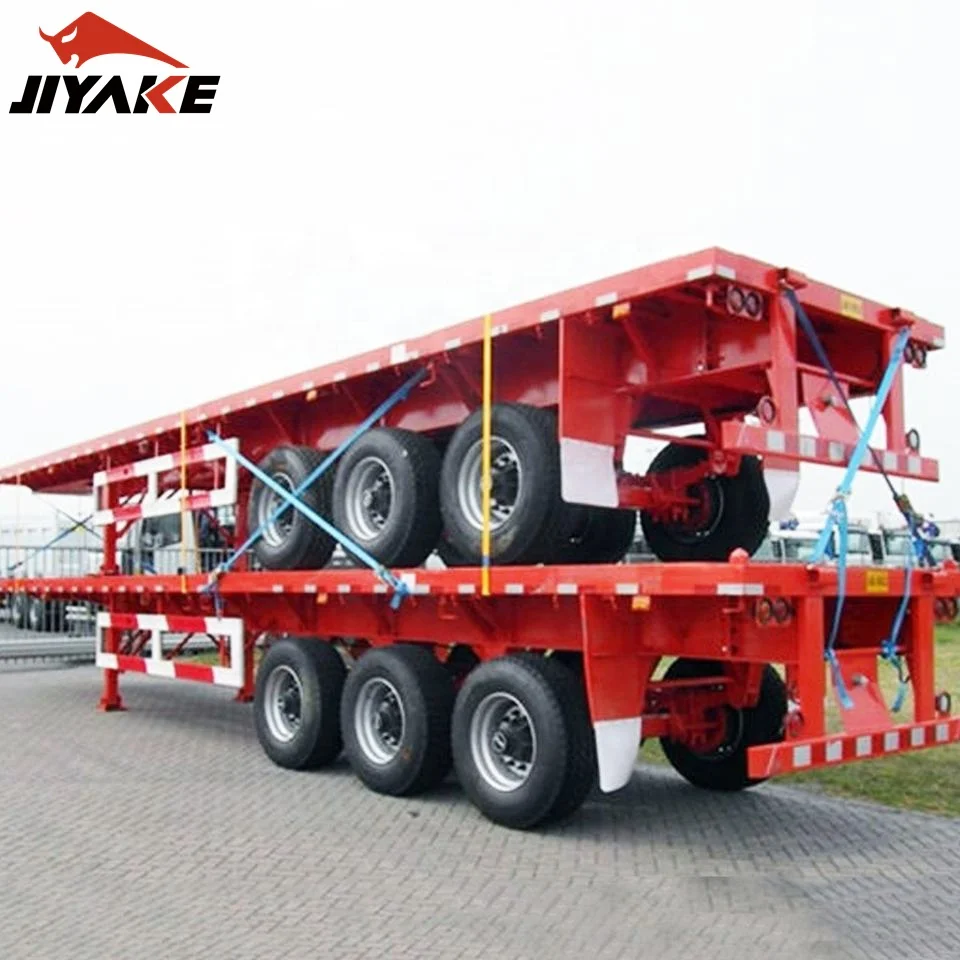 Manufacturer direct sale price cargo truck Triaxle Semi Container Flat Bed Trailer