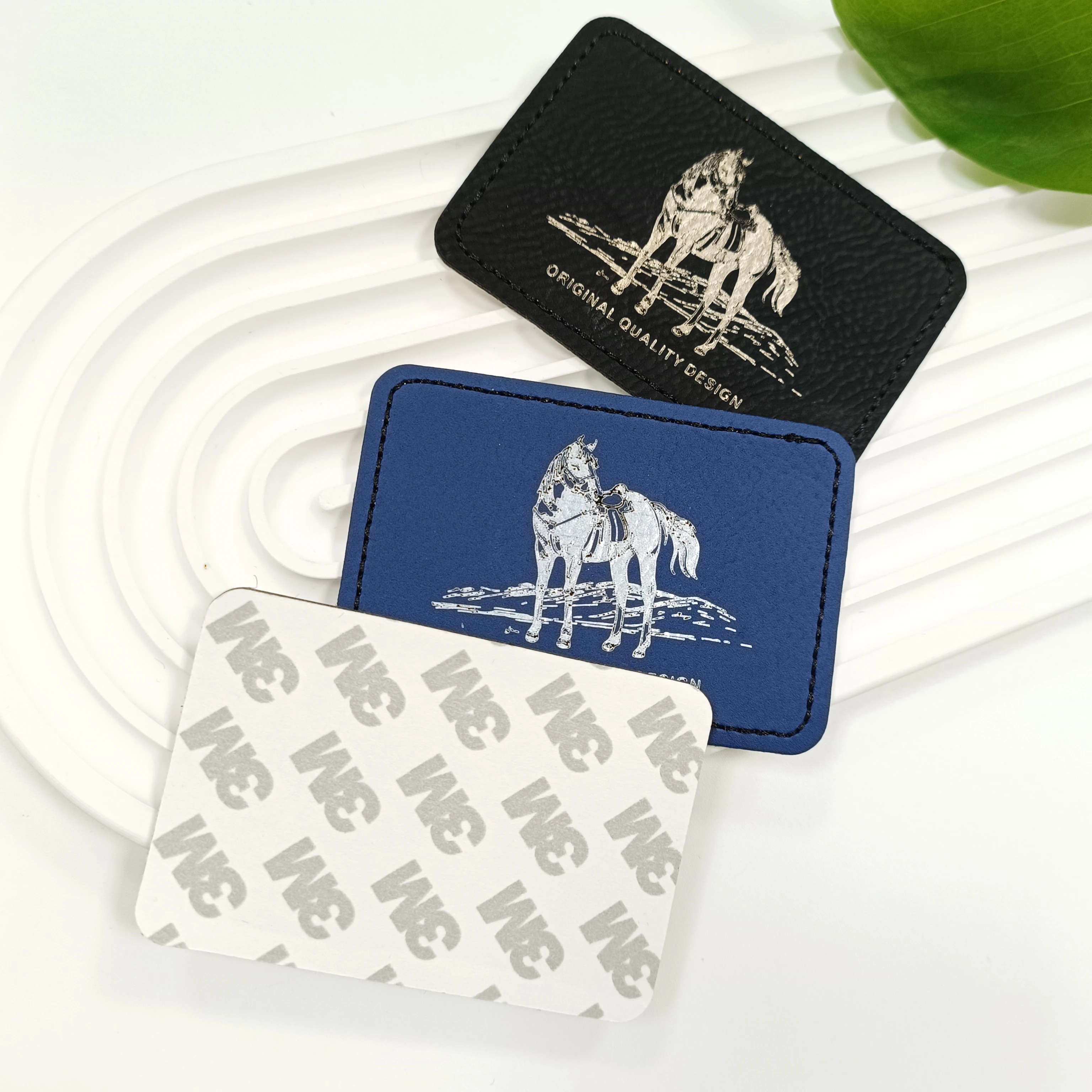Factory wholesale PU leather engraved label color changing leather patch label