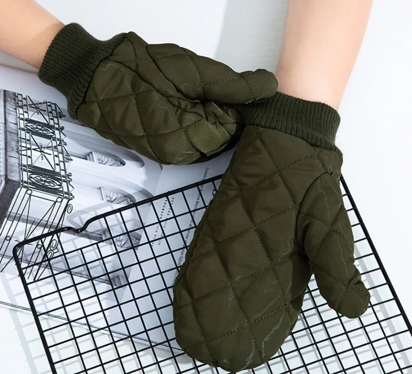 Женская Стеганая перчатка-варежка из шерпы с меховой подкладкой и трикотажными ребристыми