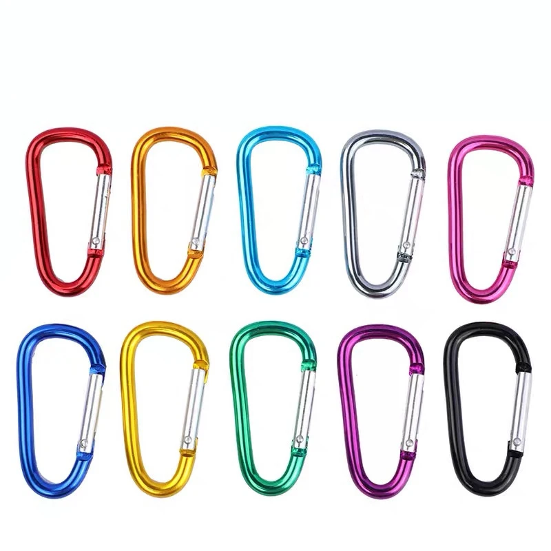 Aluminum Alloy D-Shape Carabiner Clip Spring Snap Hook Keyring Carabiners for Camping Traveling Hiking 5#