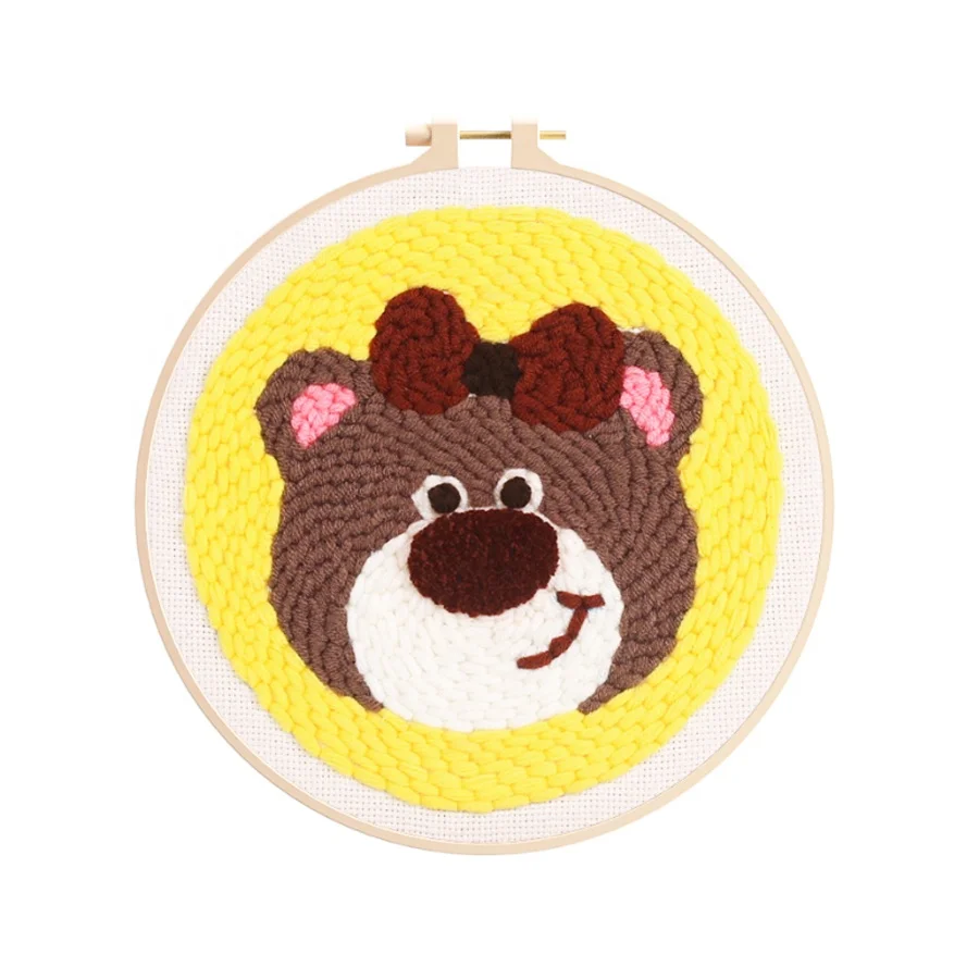 wholesale cross stitch punch needle embroidery kit sets DIY embroidery kit for beginners Animal series