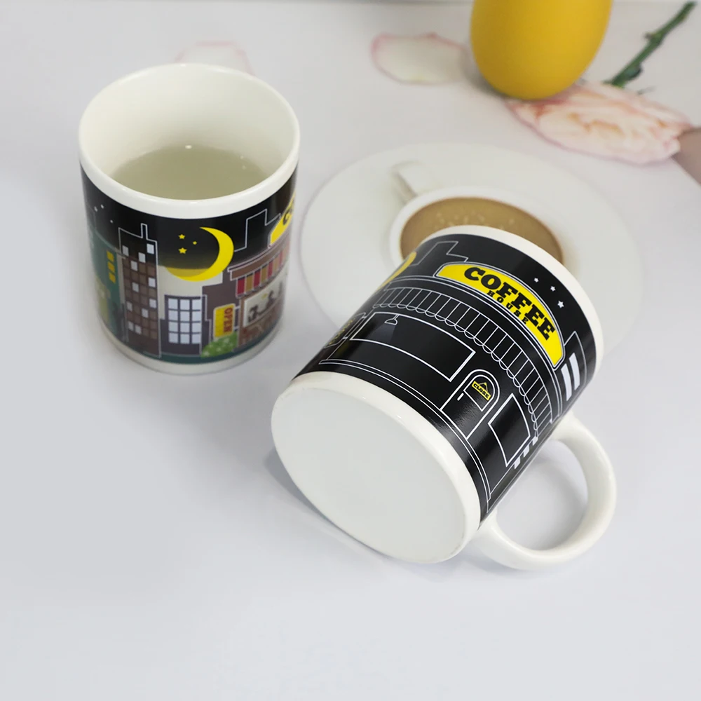Популярная керамическая кофейная кружка на заказ, кружка с изменением цвета, волшебная кружка для горячей воды, кружка для кофе