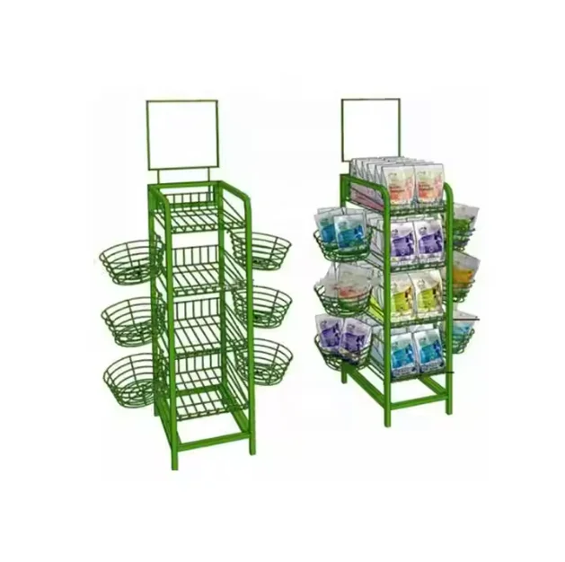4 Lays Candy Potato Chip Snacks bread retail supermarket shelves units Metal storage Basket rack