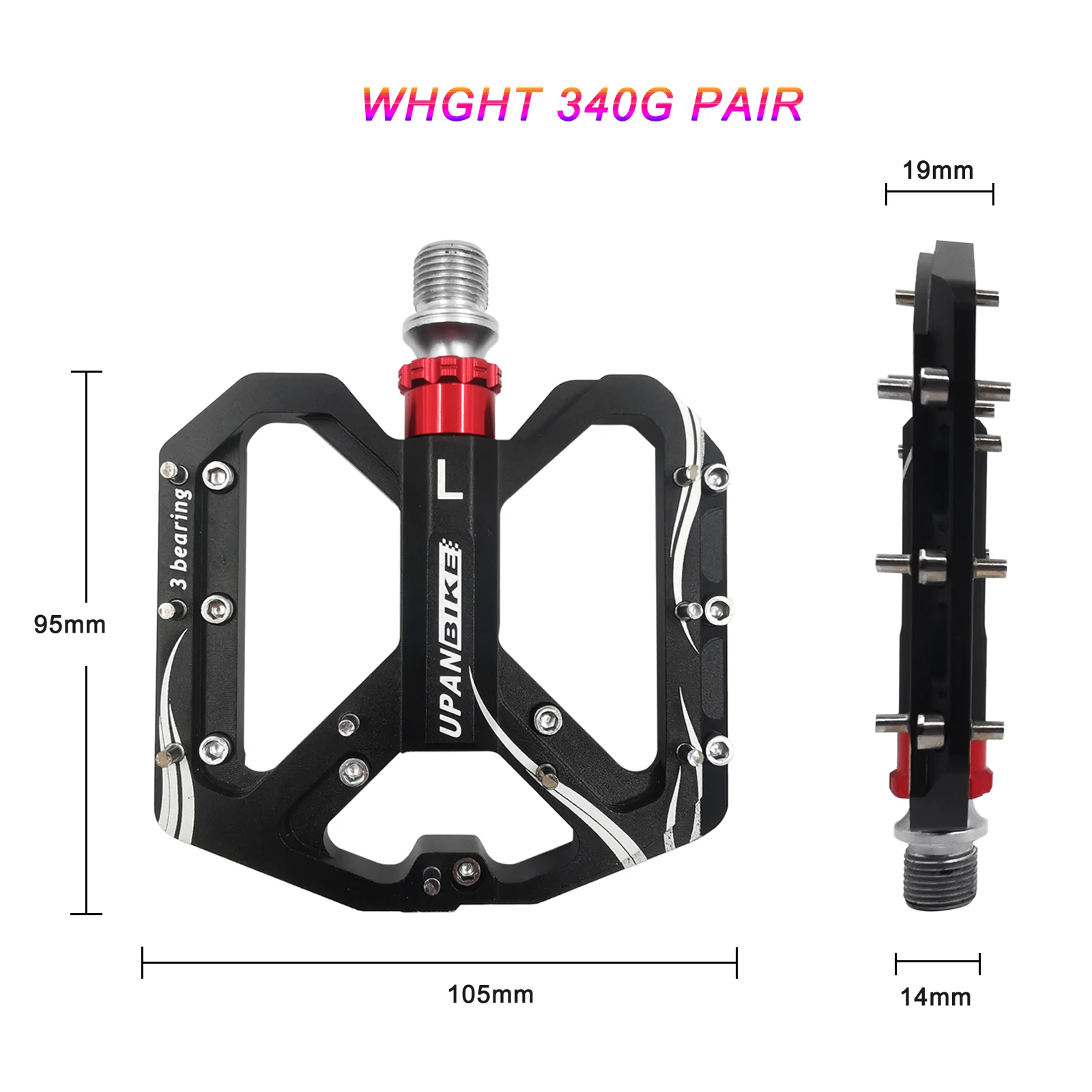 UPAL1106 Aluminum Alloy CNN Bike Pedal Platform Bicycle Parts Anti Slip 3 Sealed Bearing Ultralight Bike Pedal