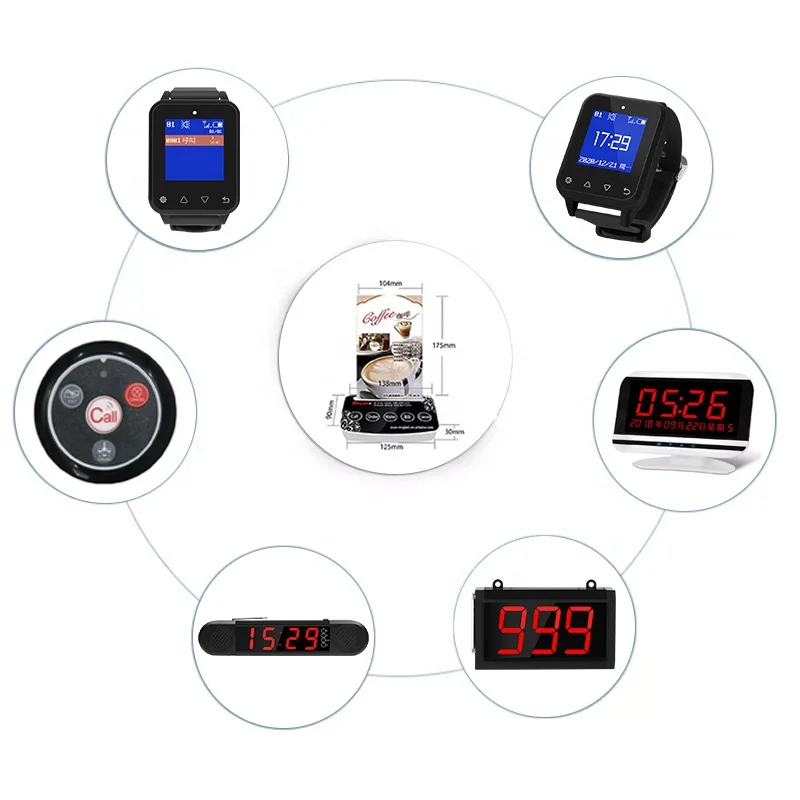 New Design TK-5 Factory Menu Paging Restaurant Buzzer Order Wireless Table Button Order Beeper Vibrator Pagers Calling System