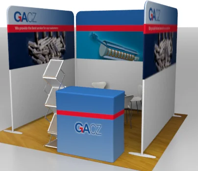 Standard 3x3m Portable Exhibit Booth Material With Twist Showcase Stands And Fabric Banner Wall Easy Set Up Recycling And Reuse.