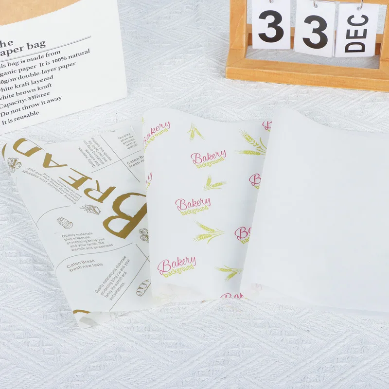 Custom Greaseproof Paper with Logo Printing Food Grade Deli Hamburger Sandwich Wax Paper Custom Food Wrapping Paper