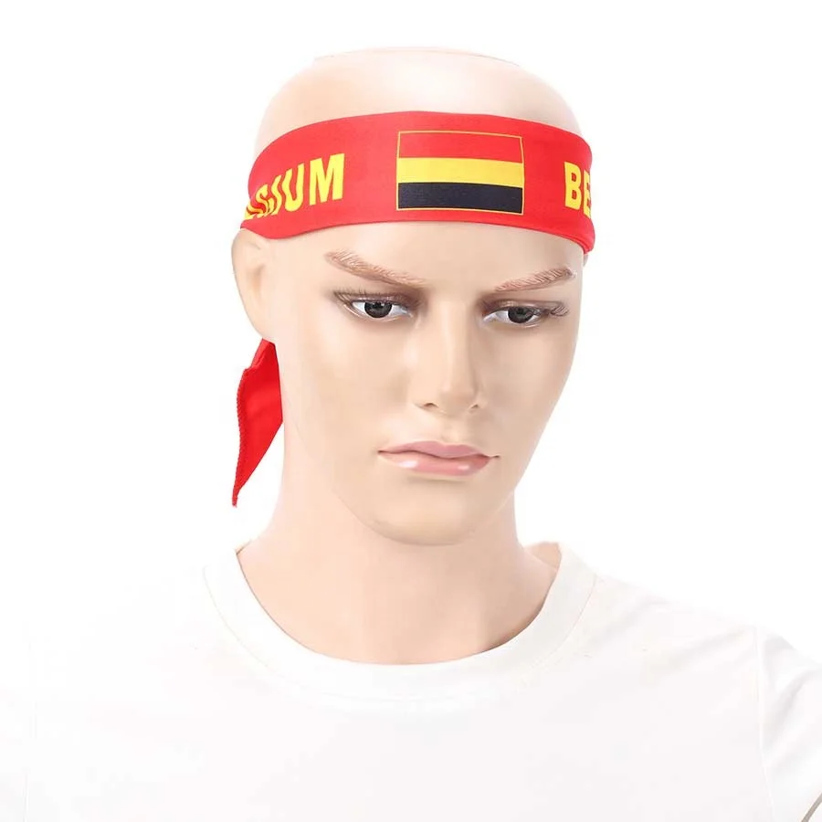 EC 20242 BELGIUM unisex cotton head belt in belgian flag design custom logo printed men headband