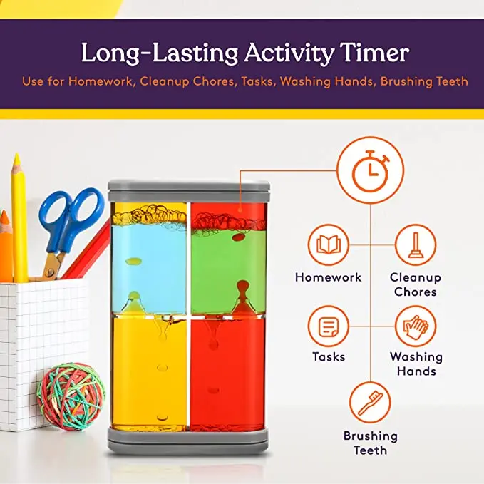 Liquid Motion Bubbler Toy Colorful Hourglass Timer with Droplet Movement