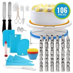 Free Samples 106 Pcs Cake Rotating Set Baking Tool Set 11 Inches Non Slip Cake Stand Cake Turntable