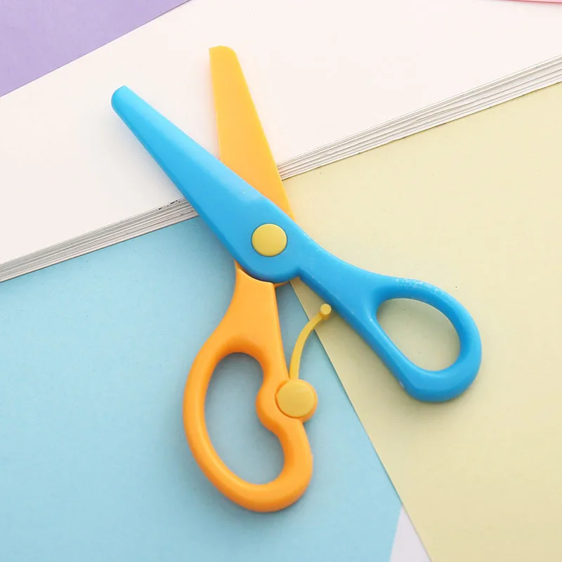 Wholesale All Plastic Safety Scissors for Students and Kindergarten Children Smooth Edge DIY Grade Elastic Scissors