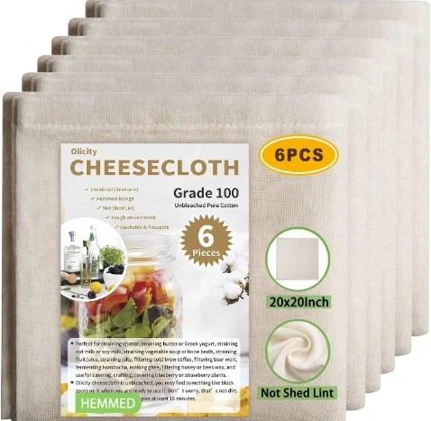 Cheesecloth 100% Cotton Food Grade Muslin Cheese Cloth Fabric Organic Cheesecloth For Straining Reusable