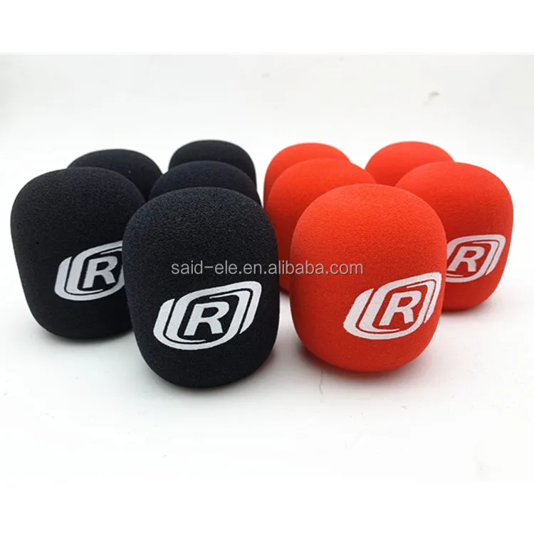 Karaoke microphone foam printed logo TV Youtube channel mic flags Itlay FM radio mic foam windshields