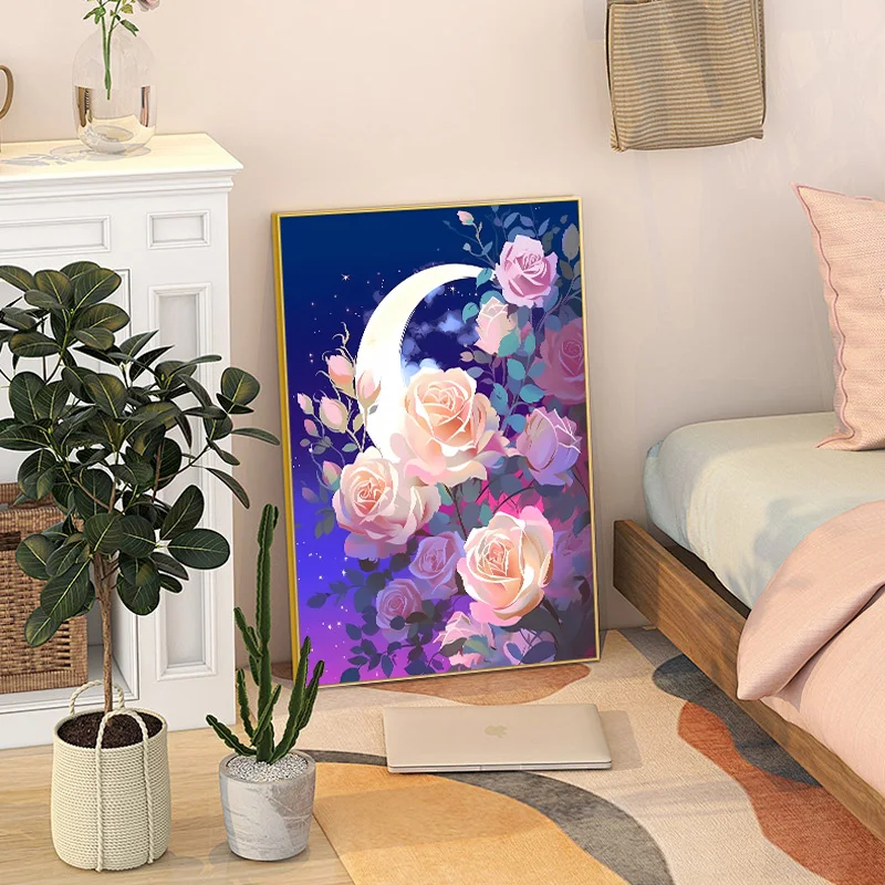 Canvas digital kit floral wall paint,DIY oil painting acrylic paint, suitable for home wall art decoration