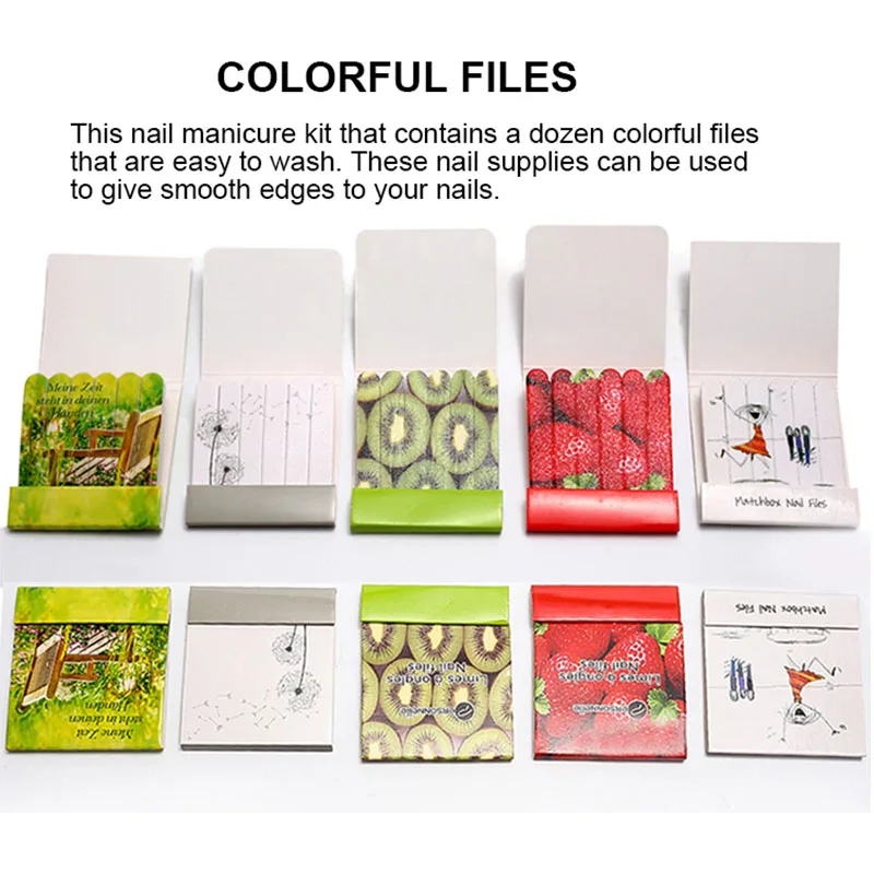 Wholesale customized hat box printed Sponge mini nail file tool double side emery board matchbook nails filer