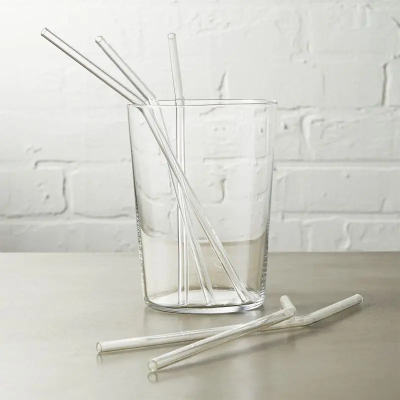Drinking Straw Custom Logos Eco Friendly Reusable Glass Straw 1 Piece Transparent Bar Accessories Reusable Plastic Straw 12 Inch