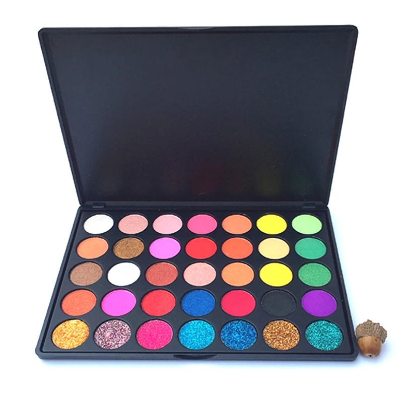 Private Label 35 Colors Eyeshadow Palette Cheap Cosmetic Glitter Eyeshadow Palette With Small Quantity