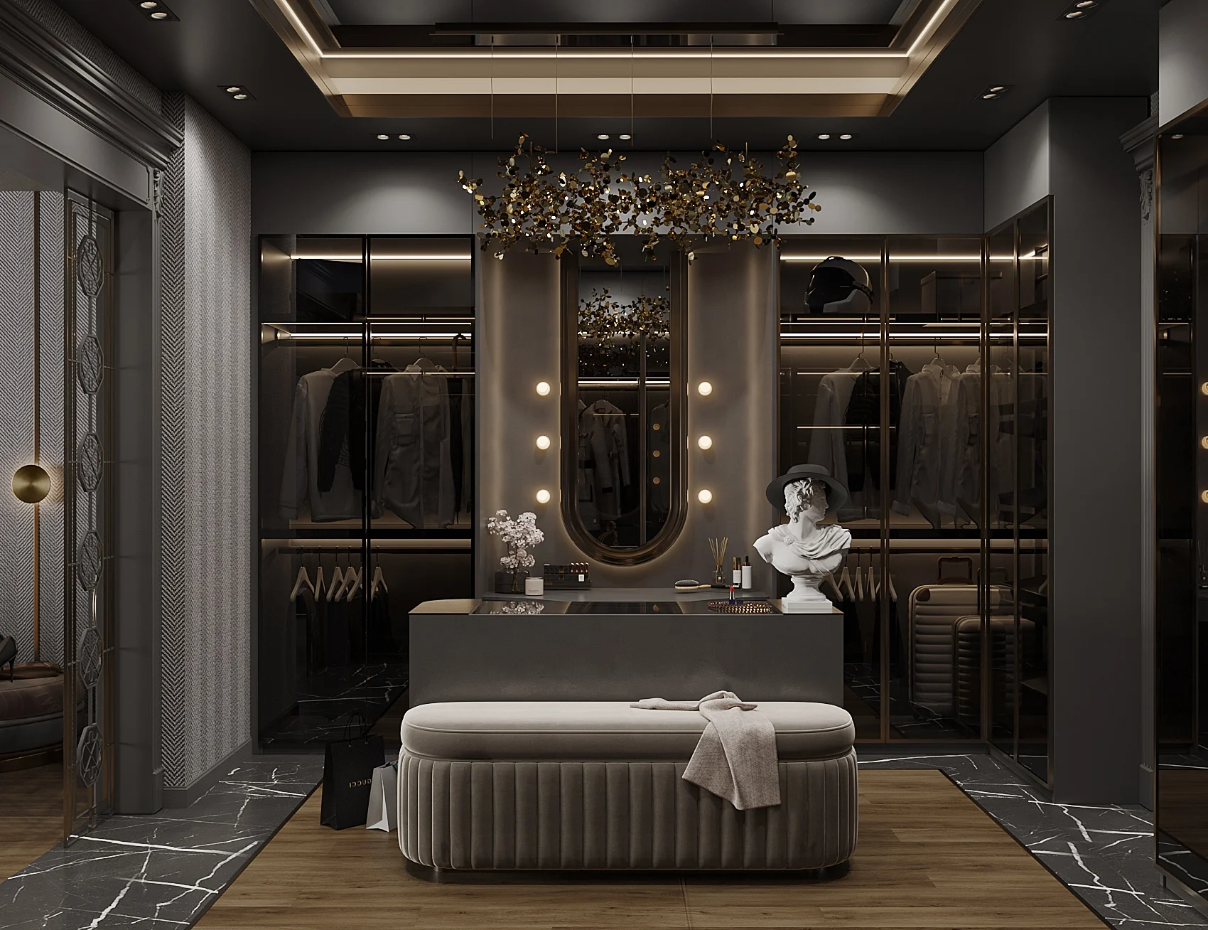 Custom Modern Bedroom Furniture Storage Clothes L-Shape Dressing Design Room Plywood Material Sliding Door Wardrobes For Men