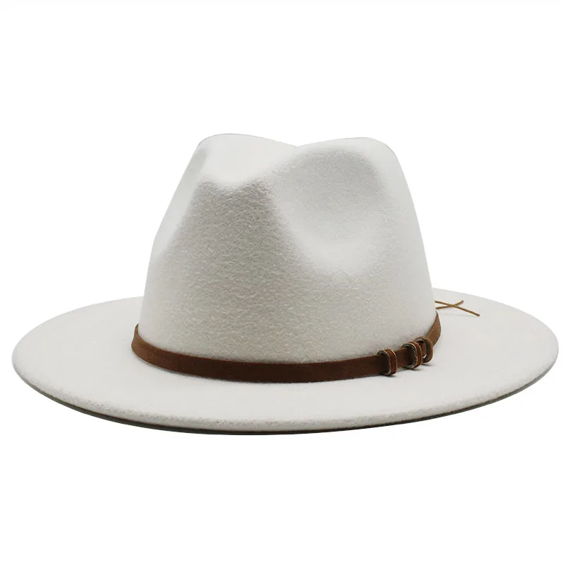 vintage Autumn and Winter fedora hats unisex wholesale women felt hat high quality wide brim 100% wool felt fedora hats men
