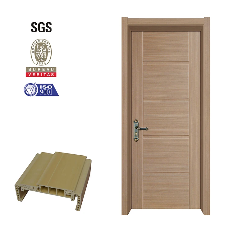 Waterproof Polish Panel Wood Plastic Composite Modern Dubai Use Wooden WPC Door
