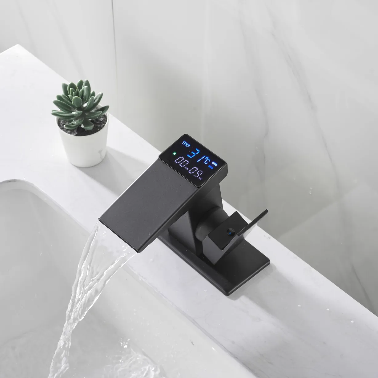 Woodpecker waterfall faucet with hydropower, digital display temperature and intelligent basin faucet