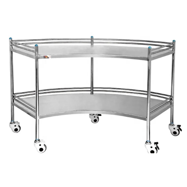 
Manufacturer hospital stainless steel fan-shaped instrument table trolley 