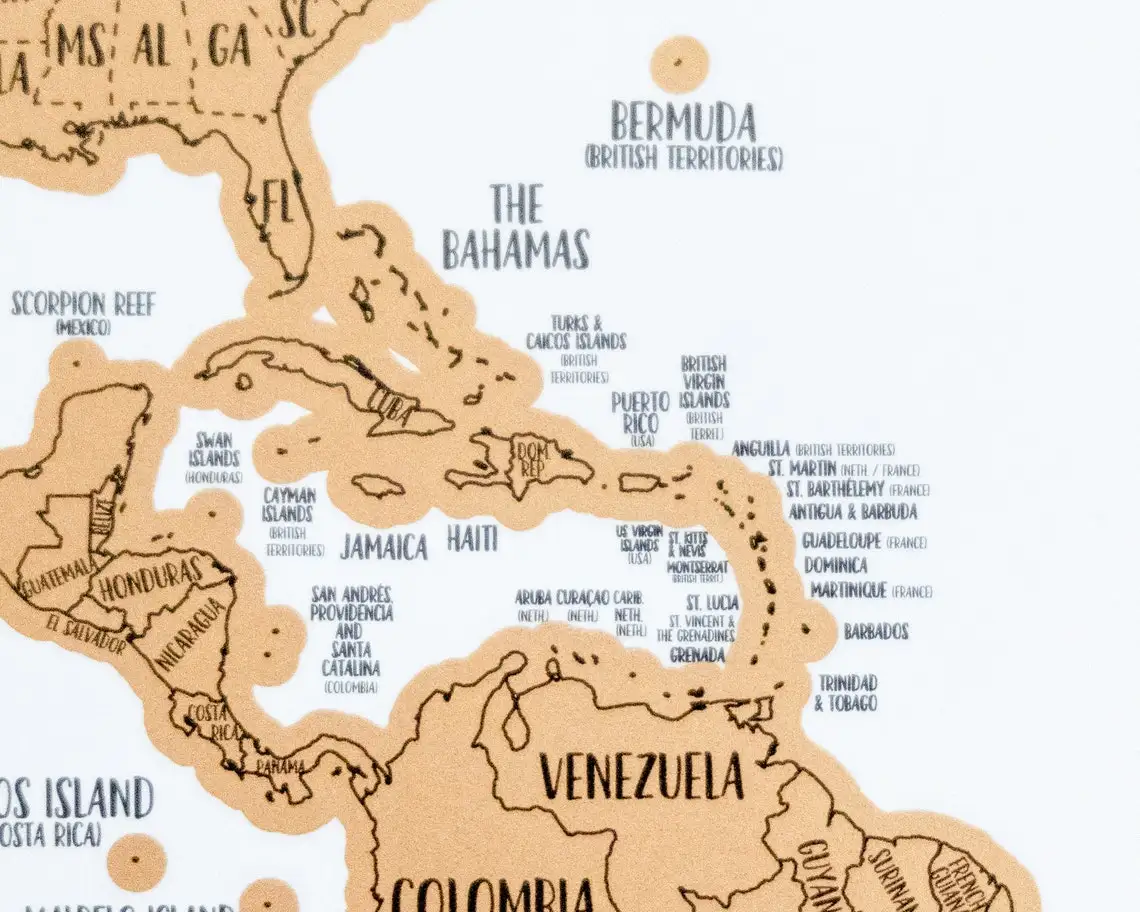 Customized&size A World of Adventures Travel United States National scratch off map